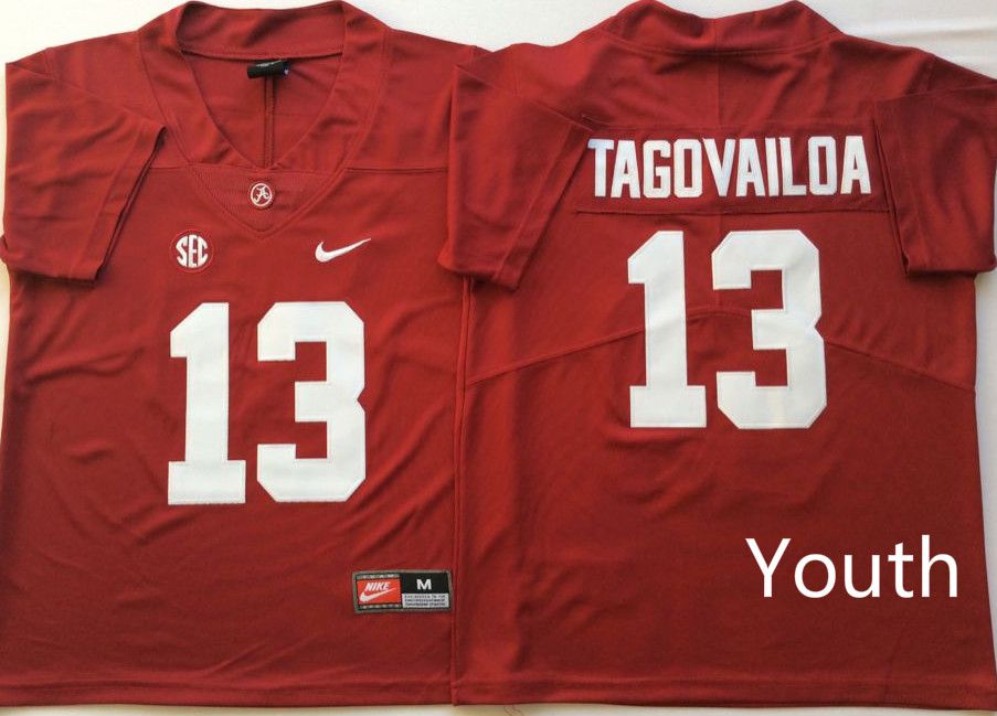 Youth Alabama Crimson Tide #13 Tagovailoa Red Nike NCAA Jerseys->ncaa teams->NCAA Jersey